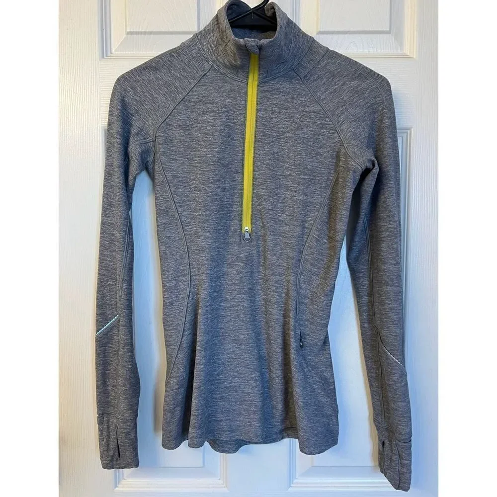 Lululemon Gray Race Your Pace Zip Long Sleeve Running Shirt Women’s Size 2